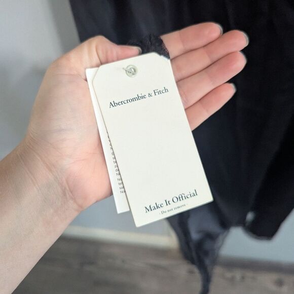 Abercrombie & Fitch Black Lace High Slit Midi Dress M Tall New with tags - Picture 7 of 11